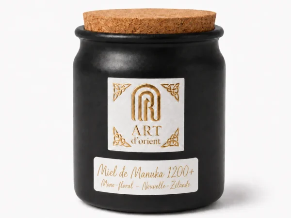 Pot noir de miel de Manuka 1200+ mono-floral de Nouvelle-Zélande, Artdeluxe Paris